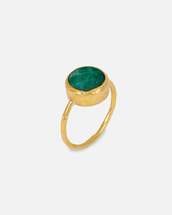 Green Jade Plate Ring 11 mm Vergoldet