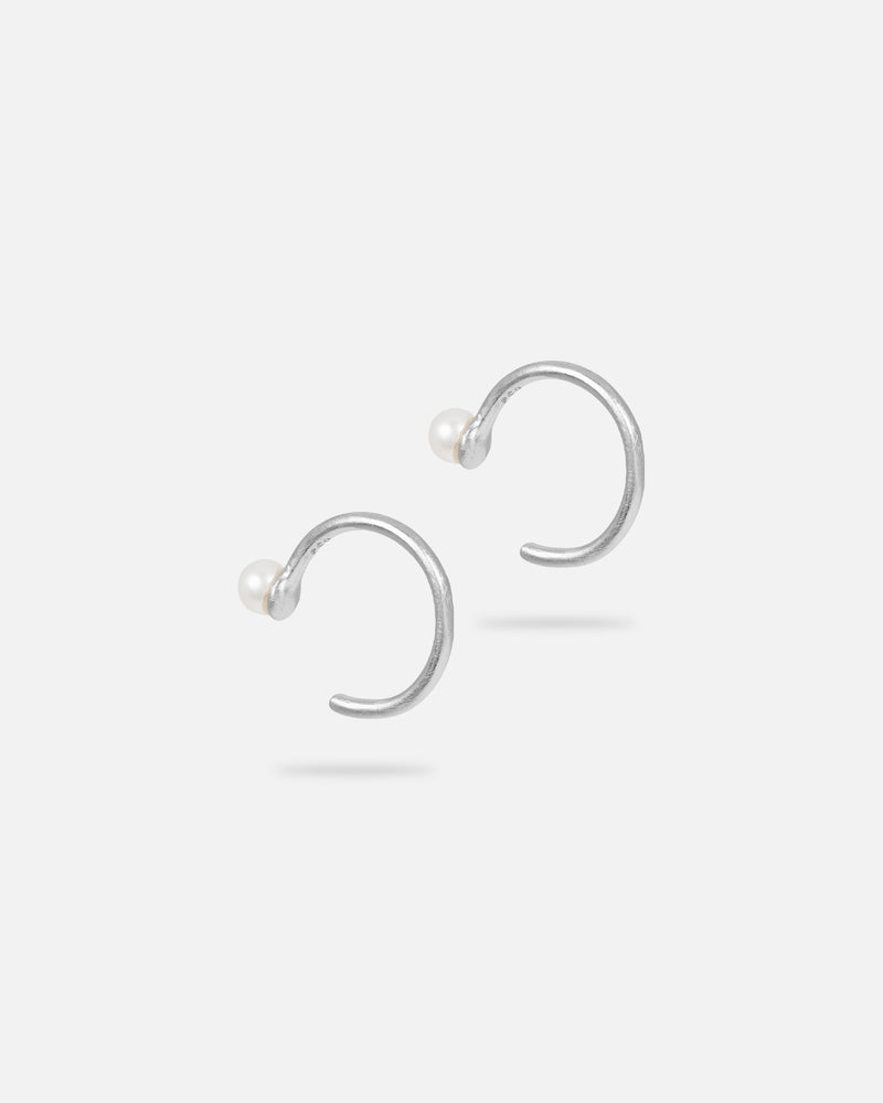 Mini Creolen mit Perle Silber