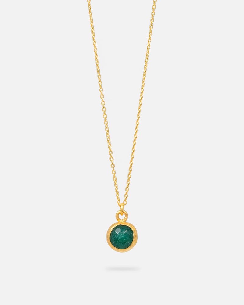 Green Jade Globe Halskette 9 mm Vergoldet