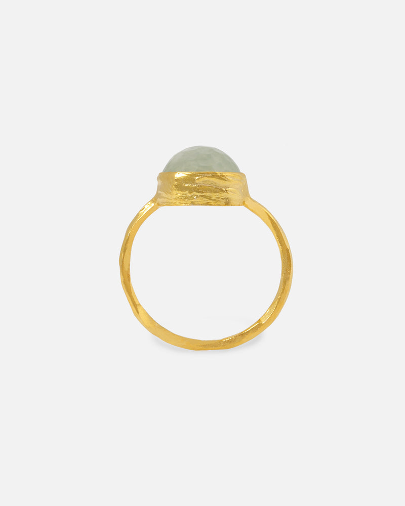 Green Garnet Plate Ring 11 mm Vergoldet