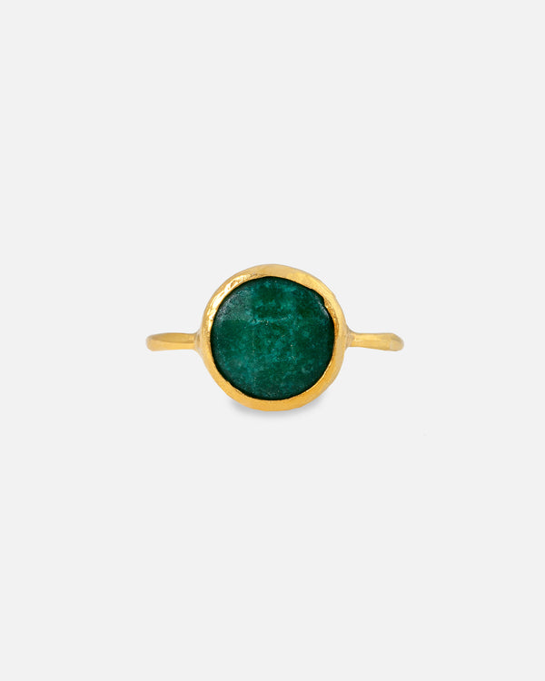 Green Jade Plate Ring 11 mm Vergoldet