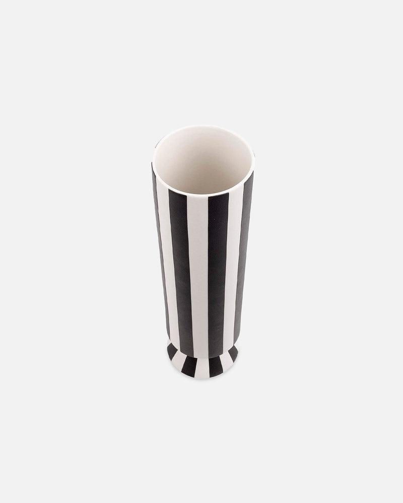 Toppu Vase High Schwarz Weiß Gestreift