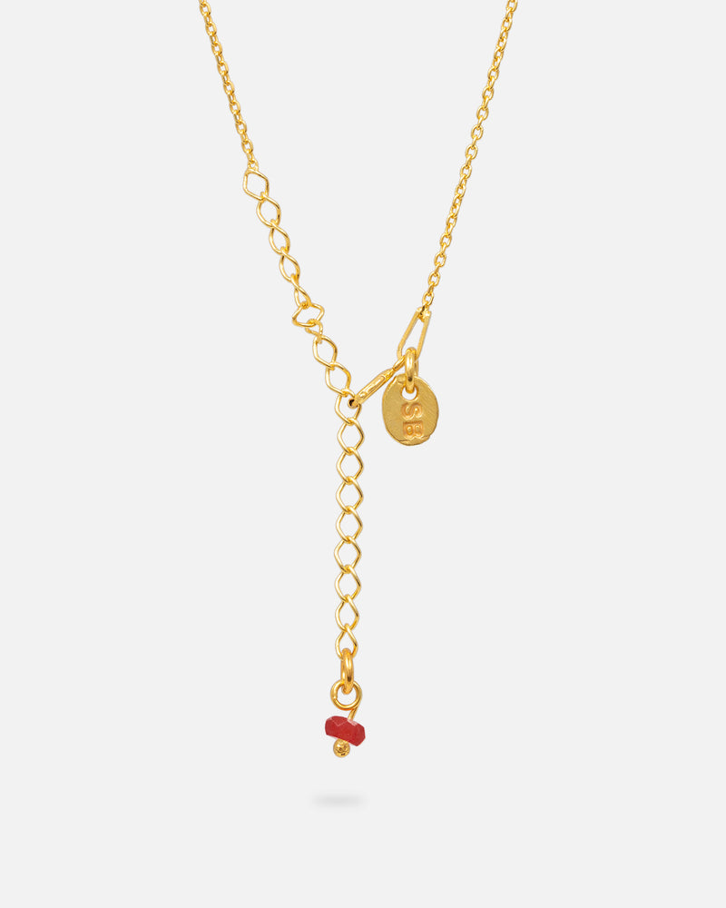 Red Jade Globe Halskette 9 mm Vergoldet