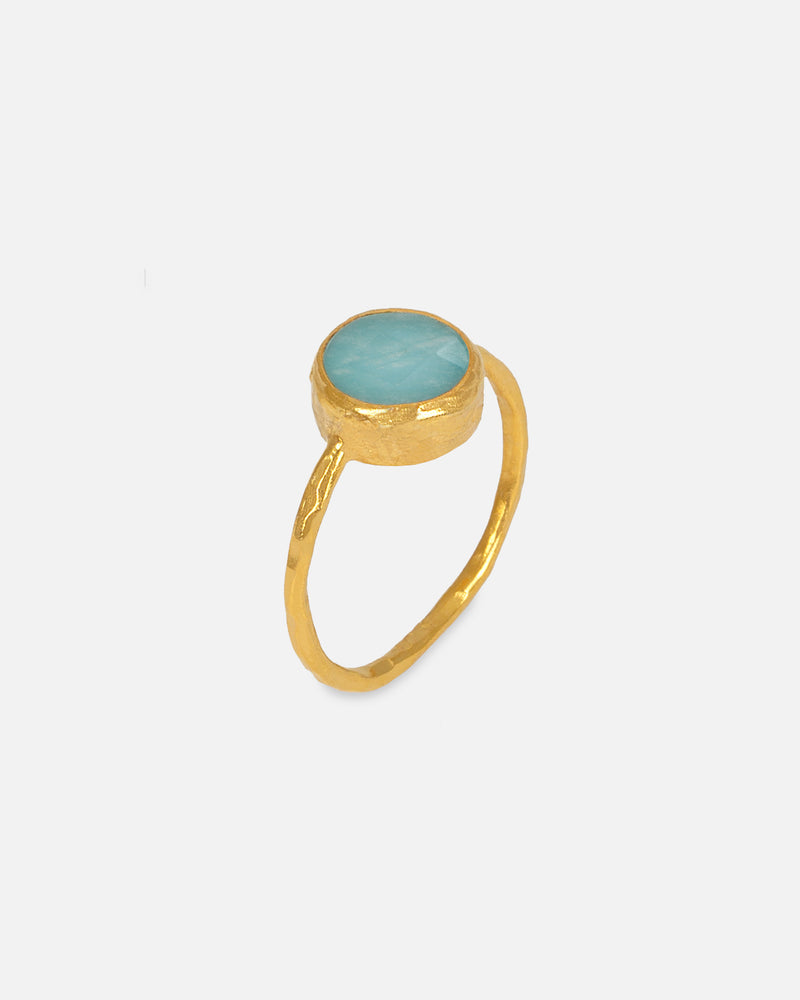 Aqua Jade Plate Ring 9 mm Vergoldet
