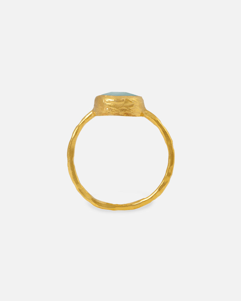 Aqua Jade Plate Ring 9 mm Vergoldet