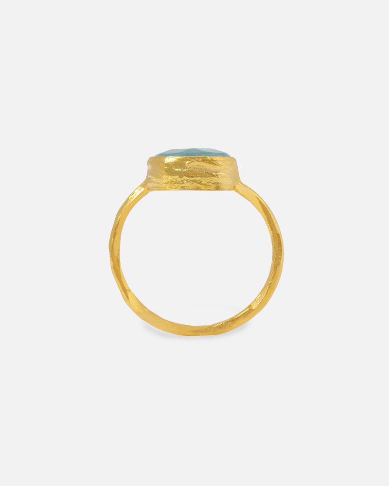 Aqua Jade Plate Ring 11 mm Vergoldet