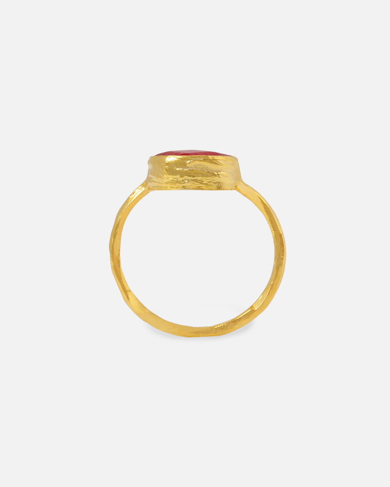 Orange Jade Plate Ring 11 mm Vergoldet